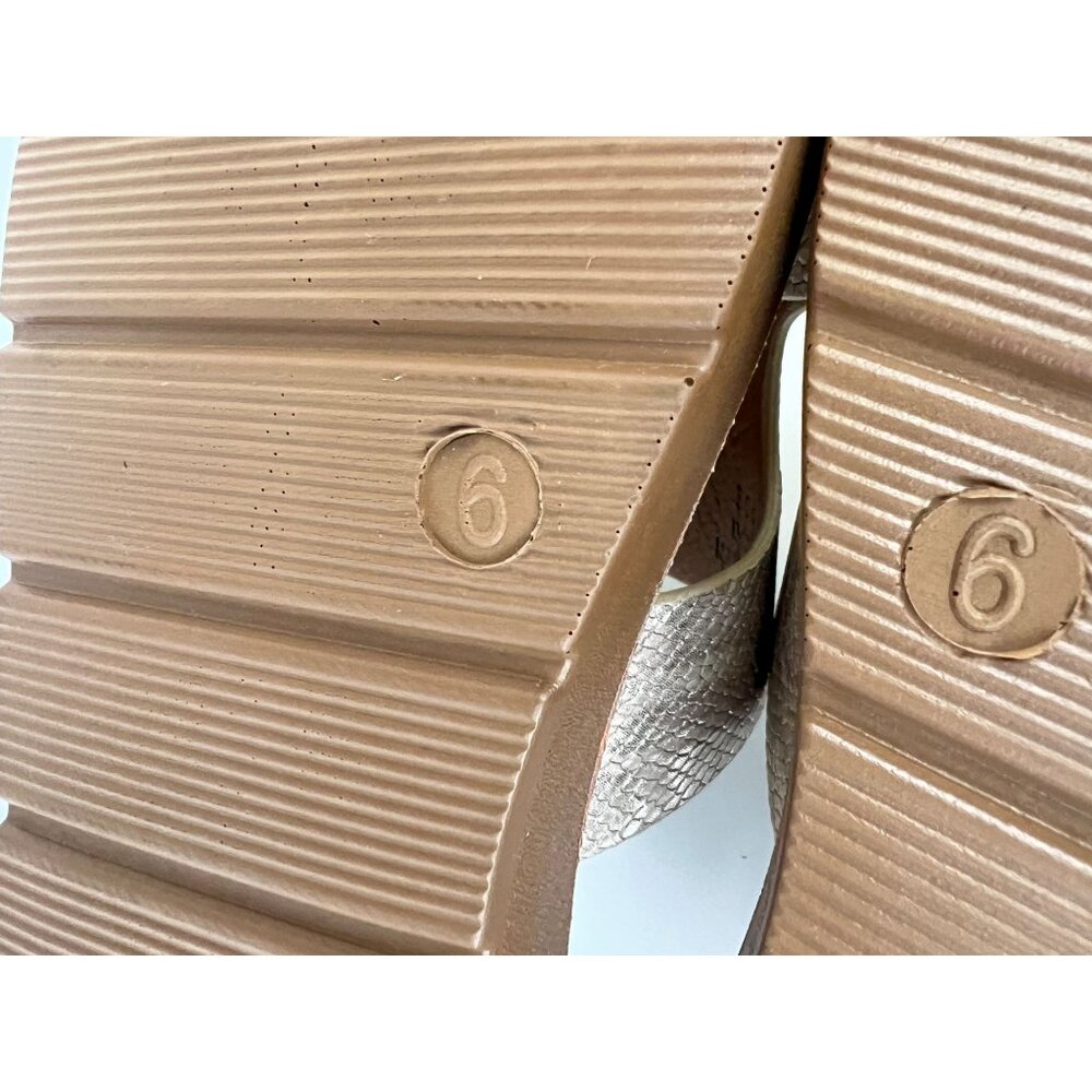 Corkys Sandals Women's 6 Bogalusa Slide Tan Faux Leather Open Toe Slip On Wedge - Picture 8 of 9